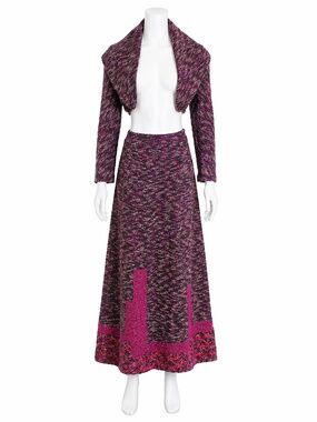 Kenzo Suit 2pc Cropped Shrug Jacket and Maxi Skirt Wool Mohair Knit Vintage 90s